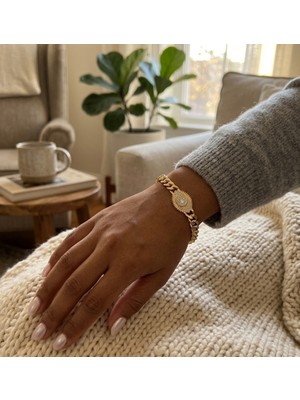 Gmn Collection Premium Seri Xuping Altın Kaplama Renkli Göz Model Kalın Zincir Bileklik