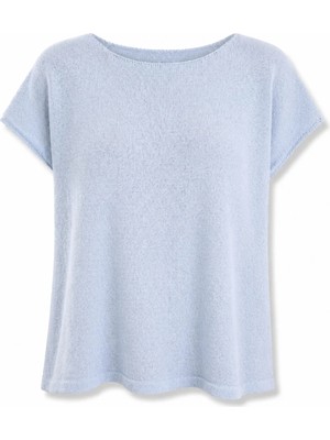 5in1Canpolat Mavi Kayık Yaka Merserize Triko 251056