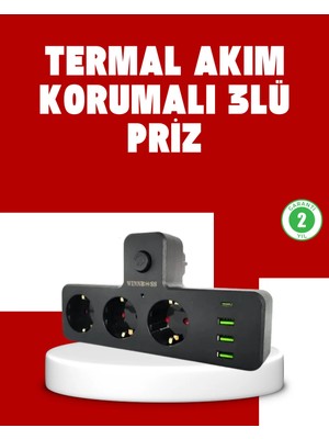 Aczagül Butik 7 Portlu Çoklu Priz USB ve Type-C Girişli Akıllı Güç Ünitesi