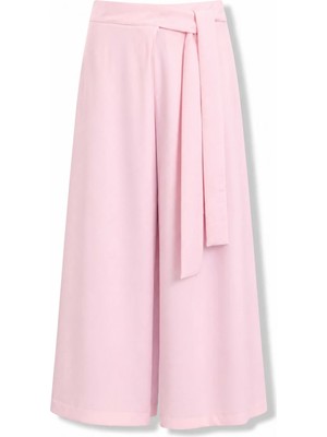 5in1Canpolat Pembe Kendinden Kuşaklı Pileli Pantolon 8359