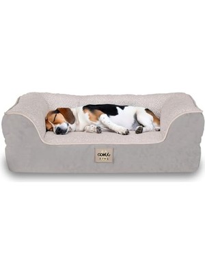 Cekar Store Jungolica Sezar Kedi ve Köpek Yatağı Gri 55X75 Cm, Ortopedik VISCO,%100 Su Geçirmez Alez, Çıkarılabilir Yıkanabilir Kılıf, Yan Destekli, Kaydırmaz Taban