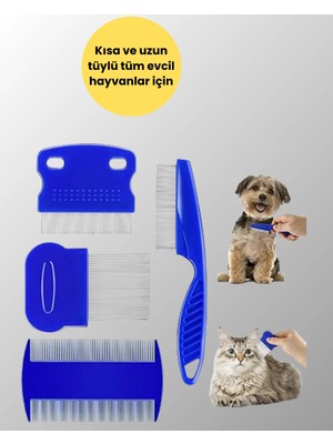 Aczagül Butik Kedi, Köpek ve Küçük Hayvanlar Için 4 Parça Ergonomik Tarak Takımı
