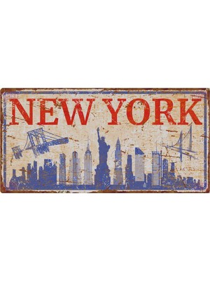 AYNED Print Pas Efektli New York Duvar Tabelası – Dekoratif Ahşap Şehir Levhası