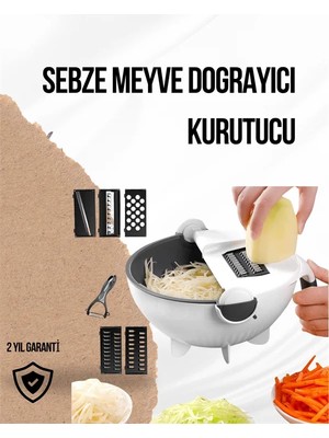 Aczagül Butik Döner Mekanizmalı Rende Bıçaklı Sebze Dilimleyici Seti