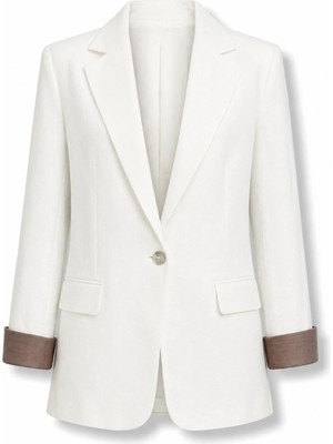 5in1Canpolat Beyaz Kapak Cepli Blazer Ceket 1495