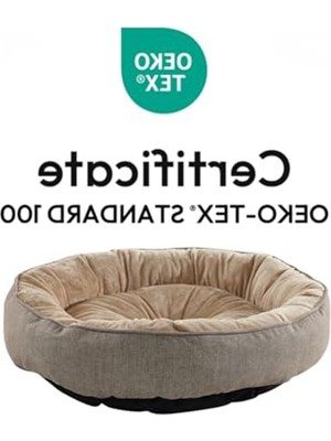 Cekar Store Russell Lüks Kedi/köpek Yatağı, Kaymaz Altlık, Sertifikalı Peluş Kumaş, Yıkanabilir, Silikon Elyaf Dolgulu (Bej, 70 x 70 Cm)