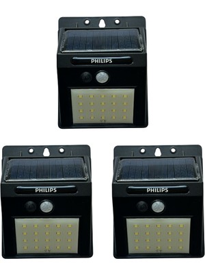 (3 Adet) Philips 5W Beyaz Işık (6500K) Güneş Panelli Duvar Armatür