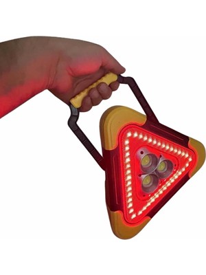 Aczagül Butik Reflektör Güneş Panelli Solarlı Şarjlı Üçgen Işıklı Trafik Reflektör Fener