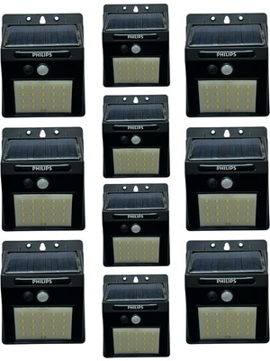 (10 Adet) Philips 5W Beyaz Işık (6500K) Güneş Panelli Duvar Armatür