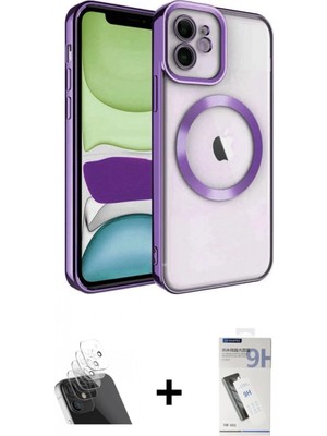 Marsilyan™- iPhone 11 Kılıf Nova Işık Özel Seri - Şeffaf Uv Polymer Nano Ekran Koruyucu + Şeffaf Kamera Lens Koruma Cam