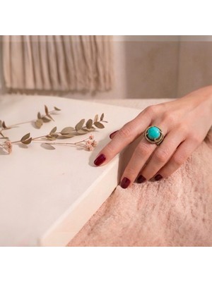 Sevil Gülgün Atelier Otantik Bronz Yüzük - Taşlı Bohem Stil El Yapımı Kadın Aksesuar