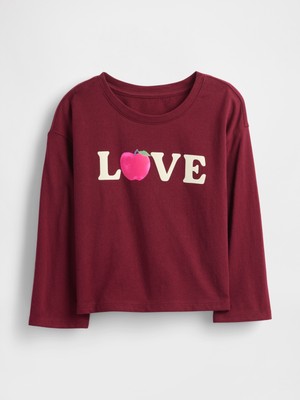 Gap Kız Bebek Bordo Mix & Match Grafik Baskılı T-Shirt