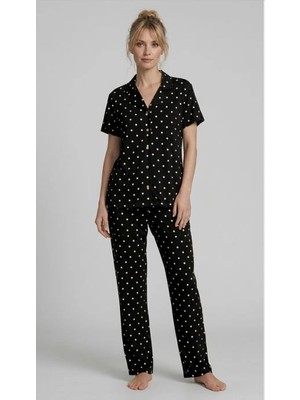Ang Butik Les Boutons Lb 1002 Kadın Düğmeli Kısa Kol Pijama Takımı