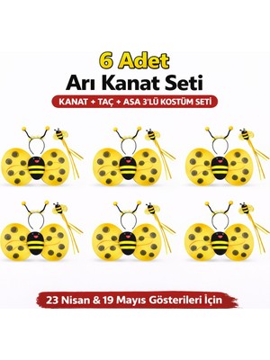 Zemira 6&amp;#39;lı Arı Kostüm Seti – Kanat Taç Asa