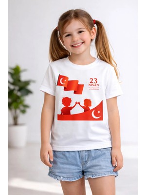 23 Nisan Çocuk Bayramı Temalı %100 Pamuk Oversize Kalıp Tişört\t-Shirt