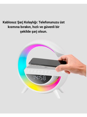 Zero Land Cosmotex Renkli Işıklı 15W Kablosuz Şarjlı Masa Lambası