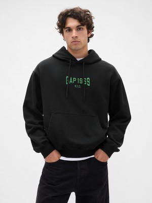 Gap Erkek Siyah Heavyweight 1969 Logo Sweatshirt