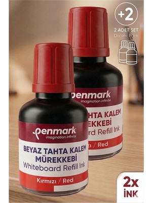 Özbience Kırmızı Yazı Tahta Kalemi Mürekkebi 30 ml 2'li Set, Kolay Silinebilir, Penmark