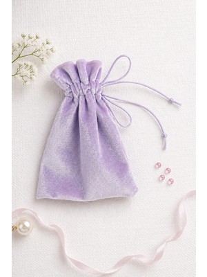 Buem Shop Lilvera Kadife Hediyelik Kese 10X15 cm Lila Floş Ipli Takı ve Hediye Kesesi