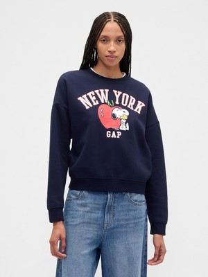 Gap Kadın Lacivert Snoopy Grafikli Gap Logo Sweatshirt