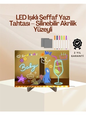 Motto Ticaret Çocuklar Için Renkli LED Mesaj Tahtası – Neon Kalemli, Eğlenceli ve Yaratıcı Yazı Panosu