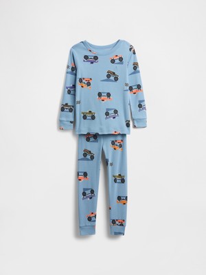 Gap Bebek Mavi Organik Brushed Pamuk Pijama Takımı