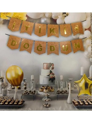 Liya3D One Banner Ayıcıklı Retro – 1 Yaş Doğum Günü Süsleri – Erkek Bebek Parti Banner Seti