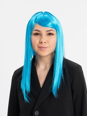 Motto Ticaret Açık Mavi Renk Uzun Düz Parti Peruğu