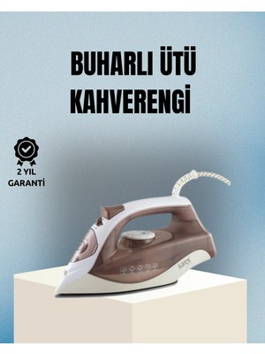 Motto Ticaret 2200 Watt Buharlı Ütü Kahverengi Seramik Taban Şok Buharlı
