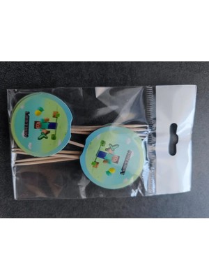 Liya3D 10’lu Pixel Temalı Pasta Kürdanı Blok Oyun Konsept Cupcake Süsü Çocuk Doğum Günü Parti Kürdanı
