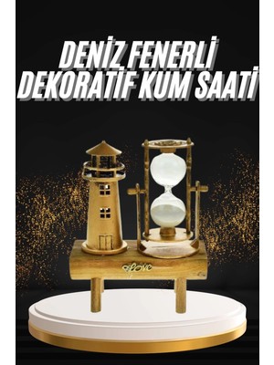 Motto Ticaret Mey Ithalat® Hediyelik Eşya Retro Deniz Fenerli Kum Saati Ahşap Görünümlü Dekoratif Eşya