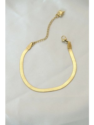 Motto Ticaret Mey Ithalat® 316L Çelik Gold Renk Italyan Zincirli Bileklik