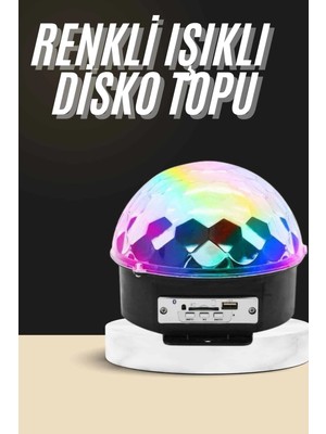 Motto Ticaret Mey Ithalat® LED Işık Disko Topu Bluetooth Hoparlörlü USB Müzik Çalar Kumandalı