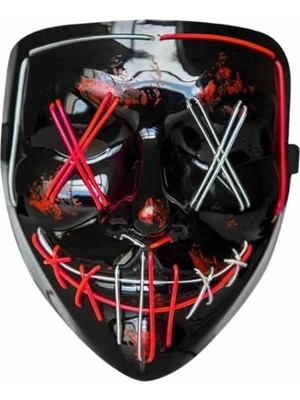 Motto Ticaret Mey Ithalat® Işıklı LED Maske Parti Eğlence Maskesi Hallowen Neon Maske