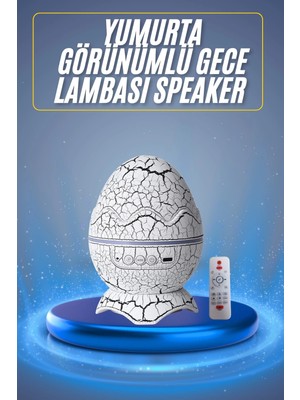 Motto Ticaret Mey Ithalat® Bluetooth Hoparlör Dinozor Yumurtası Gece Masa Lambası Projektör