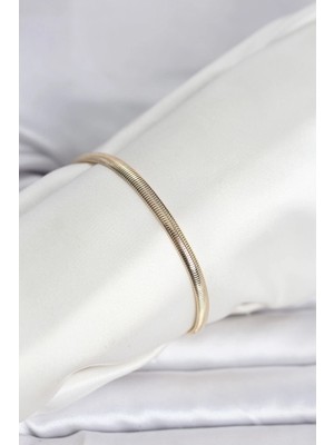 Motto Ticaret Mey Ithalat® cm 14K Gold Renk Yassı Yılan Zincir Model Kadın Bileklik