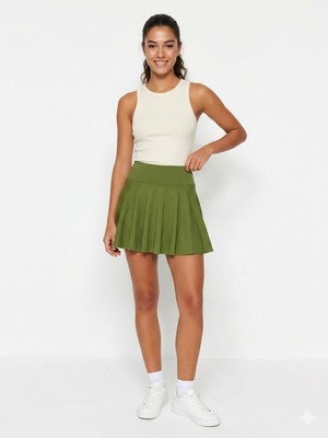 Beems Yüksek Bel Tenis Eteği - Şortlu Spor Etek - Koşu ve Fitness Skort