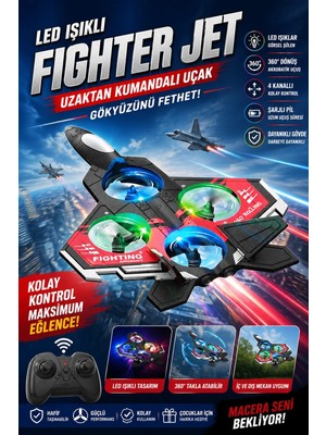 Epilons LED Işıklı Uzaktan Kumandalı Fighter Jet Tasarımlı Oyuncak Drone Modern Tasarım