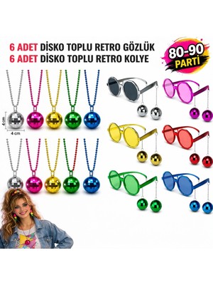 Motto Ticaret Mey Ithalat® 12 Parça 80-90 Retro Parti Seti Disco Toplu Gözlük ve Kolye