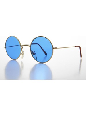 My Best Store Yuvarlak Cam John Lennon Tarzı Gold Çerçeveli Mavi Gözlük