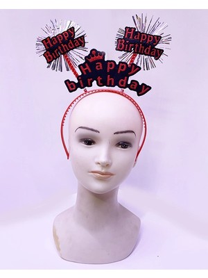 Motto Ticaret Mey Ithalat® Happy Birthday Yazılı Püsküllü Neon Kırmızı Renk Doğum Günü Tacı 22X19 cm