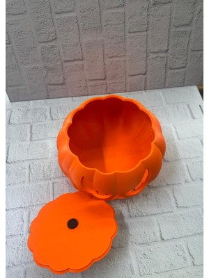 Motto Ticaret Dekoratif Balkabağı Şekerlik 21×15 cm Kapaklı Turuncu Kutu