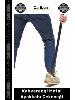 Carlburn #kerata 65 cm Uzun Boy Çelik Kerata Şık Ergonomik Askılı Kahverengi Metal Ayakkabı Çekeceği