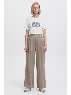 Wrangler Relaxed Fit Yüksek Bel Geniş Paça Yumuşak Dokulu Siyah Pantolon