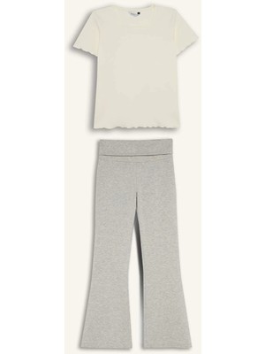 DeFacto Regular Fit Ribana 2'li Pijama Takımı Kız Çocuk H5513A826SM