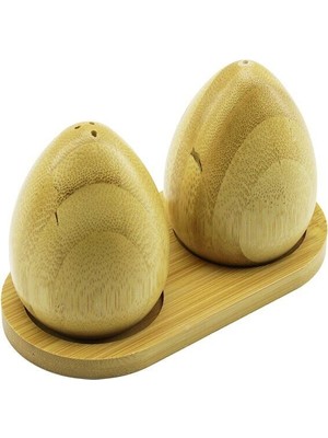 LTG Nova Baharatlik 2pcs Yumurta Modeli̇ Ahşap Bambu Tuzluk Baharatlik Ahşap Standli