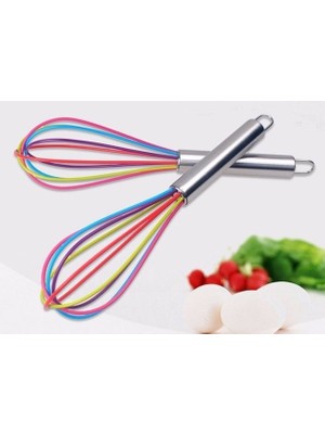 Practika Silikon Çırpıcı Metal Saplı 30 cm Renkli Çırpma Teli Mutfak Kullanımı Için