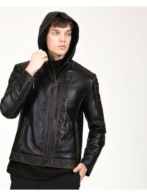 Dericlub E-1055/K Siyah Gerçek Deri Erkek Mont 2XL Günlük Kullanım İçin Şık Tasarım