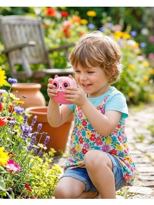 Nacario Çocuklar Için Baskılı Mini Kamera 6 Kalem 5 Kağıt Rulosu Hediyeli Eğlenceli Fotoğraf Makinesi