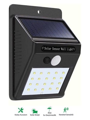 OEMTR Güneş Enerjili Akıllı Duvar Lambası | Pır Sensörlü Otomatik Aydınlatma Dış Mekan Için